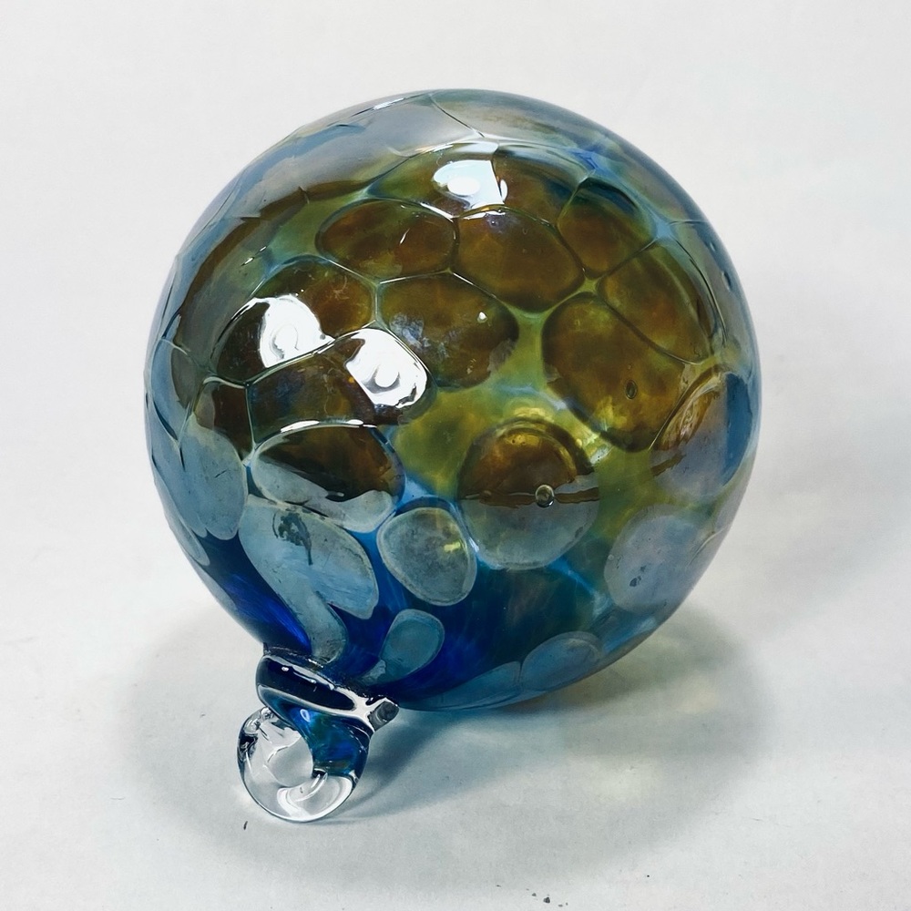 Handblown Art Glass Ornament Iridescent Colorful